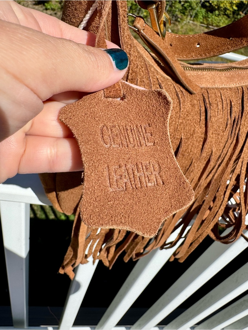 Haute Hippie Fringed Suede Hobo Shoulder Bag in Cognac - Picture 9 of 9